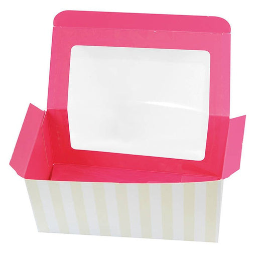 Scatola in cartone per cupcake con finestra e inserto rosa per 2 pezzi - 17,5 cm x 8,5 cm x 8,5 cm - 100 unità