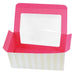 Scatola in cartone per cupcake con finestra e inserto rosa per 2 pezzi - 17,5 cm x 8,5 cm x 8,5 cm - 100 unità
