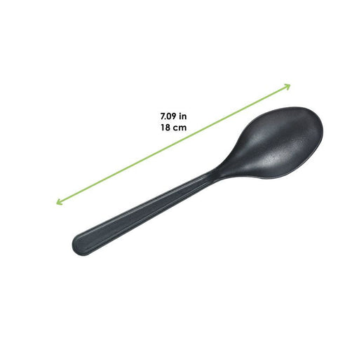 Cucchiaio in plastica PS nera «Lux» - 18 cm - 1000 unità - dimensions