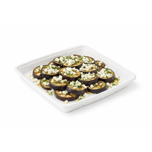 Insalatiera quadrata bianca in polpa di cellulosa senza coperchio - 1000 ml - 23,5 cm x 23,5 cm x 2,8 cm - 200 unità - Rif. 210APOUP1000