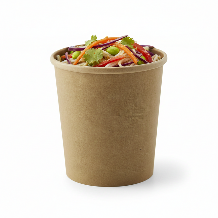 Contenitore in cartone kraft marrone per caldo e freddo - 490 ml - Ø 9,7 cm - H 9,8 cm - 500 unità