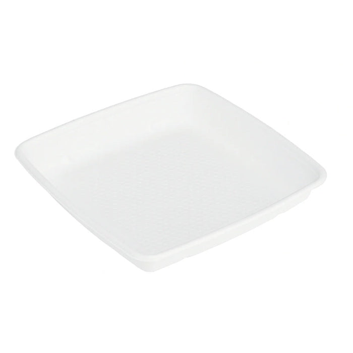 Insalatiera quadrata bianca in polpa di cellulosa senza coperchio - 1000 ml - 23,5 cm x 23,5 cm x 2,8 cm - 200 unità - Rif. 210APOUP1000