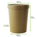 Contenitore in cartone kraft marrone per caldo e freddo con coperchio in cartone - 940 ml - Ø 11,6 cm - H 13,5 cm - 250 unità - dimensions