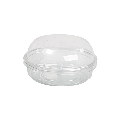 Contenitore "Deli" rotondo in PET trasparente con coperchio a cupola - 125 ml - Ø 10 cm - H 4,8 cm - 500 unità