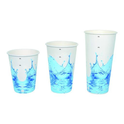 Bicchiere in cartone per bevande fredde con decoro "Splash" - 450 ml - Ø 9 cm - H 13,3 cm - 1000 unità