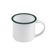 Mini tazza Enamel in acciaio smaltato bianco con bordo verde - 90 ml - Ø 5 cm - H 5 cm - 12 unità
