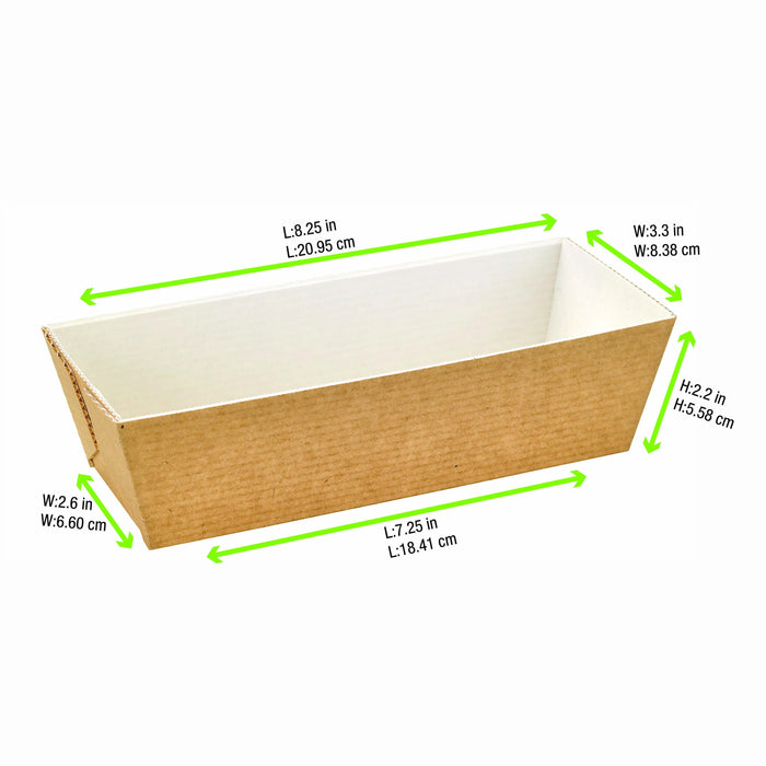 Stampo da forno rettangolare in cartone microflute - 20,8 cm x 8,4 cm x 5,5 cm - 180 unità