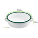 Piatto rotondo con manici Enamel in acciaio smaltato bianco con bordo verde - 1000 ml - Ø 18 cm - H 5 cm - 12 unità