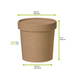 Contenitore in cartone kraft marrone per caldo e freddo con coperchio in cartone - 490 ml - Ø 9,7 cm - H 9,5 cm - 500 unità - dimensions