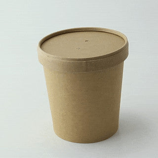 Contenitore in cartone kraft marrone per caldo e freddo con coperchio in cartone - 490 ml - Ø 9,7 cm - H 9,5 cm - 500 unità