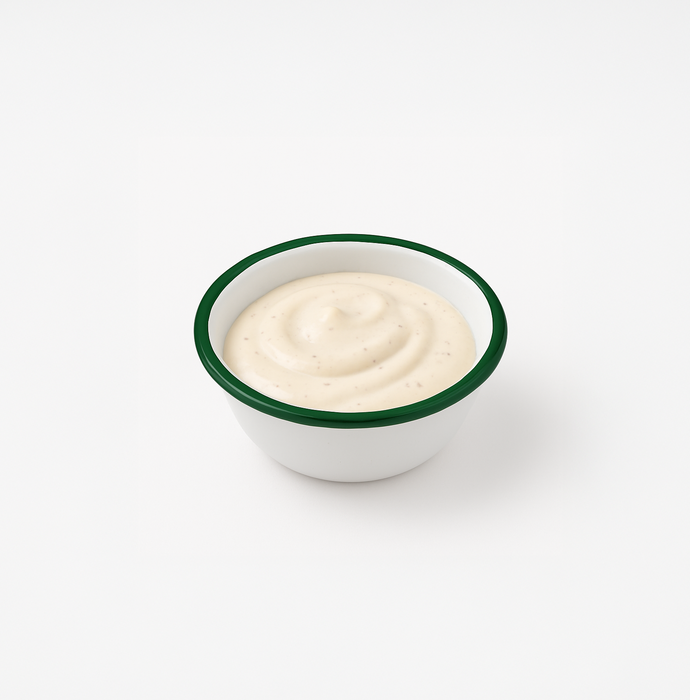 Ciotola fonda a bordi dritti in acciaio smaltato bianco con bordo verde "Enamel" - 300 ml - Ø 11,5 cm - H 5 cm - 12 unità