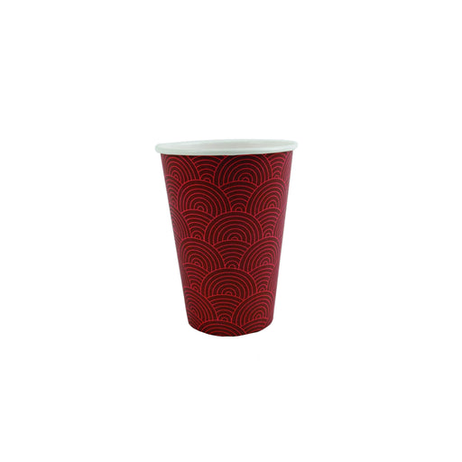 Bicchiere in cartone rosso per distributore automatico con decoro "Tokyo" - 215 ml - Ø 7 cm - H 9,2 cm - 2000 unità
